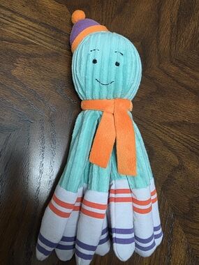 Monkeez Brand Octopus Lovey Plush Cuddly Teal Orange